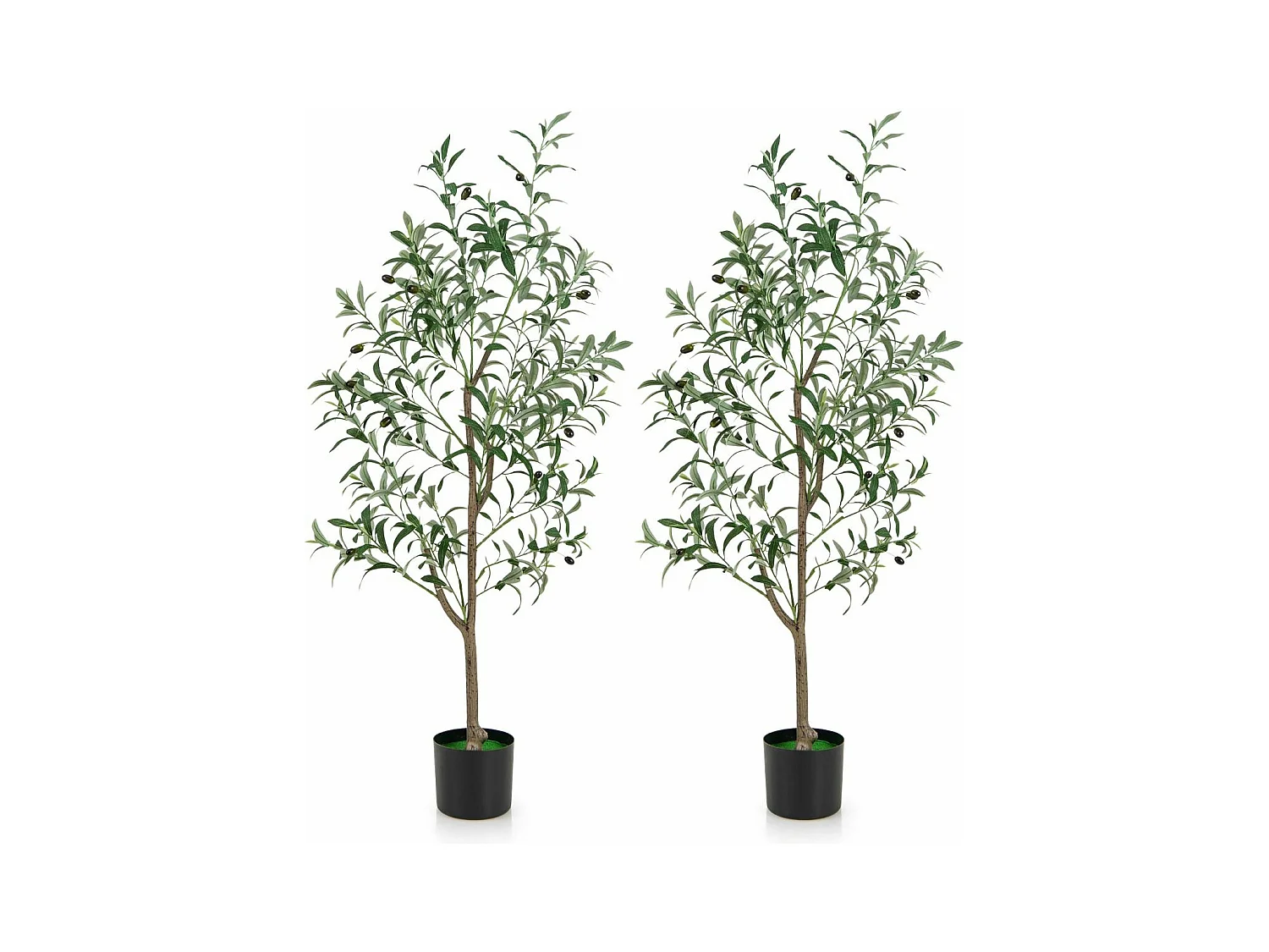 Lot de 2 Arbres Artificiels d'olive de 130 cm, Fausses Plantes en Pot avec Fruits Réalistes Plantes Vertes, Décorations Plantes Modernes pour Maison Porche Bureau