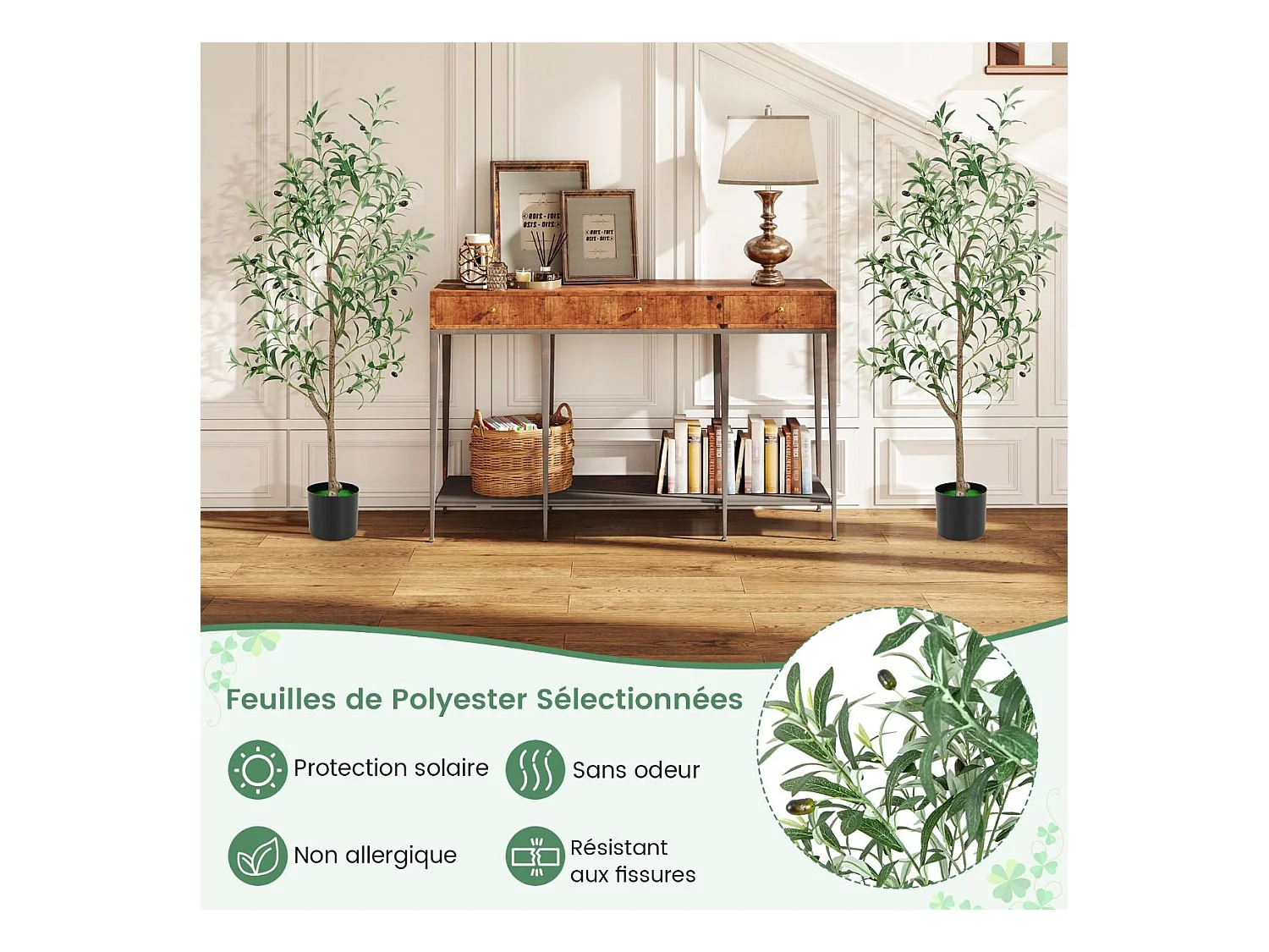 Lot de 2 Arbres Artificiels d'olive de 130 cm, Fausses Plantes en Pot avec Fruits Réalistes Plantes Vertes, Décorations Plantes Modernes pour Maison Porche Bureau