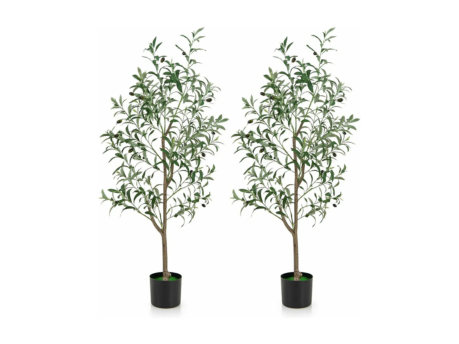 Lot de 2 Arbres Artificiels d'olive de 130 cm, Fausses Plantes en Pot avec Fruits Réalistes Plantes Vertes, Décorations Plantes Modernes pour Maison Porche Bureau