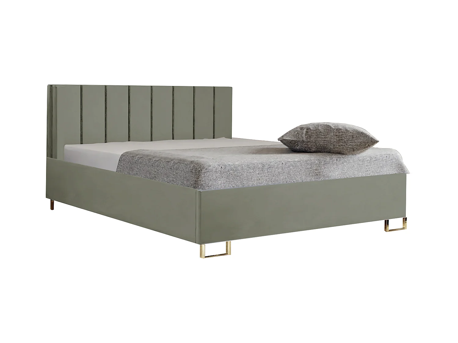 Polsterbed MALIBU, gestoffeerde rugleuning, MONOLITH-stof, opbergbox met gasdrukveer, comfortabele bedhoogte 39 cm, 120x200 cm, Ciemo Groen