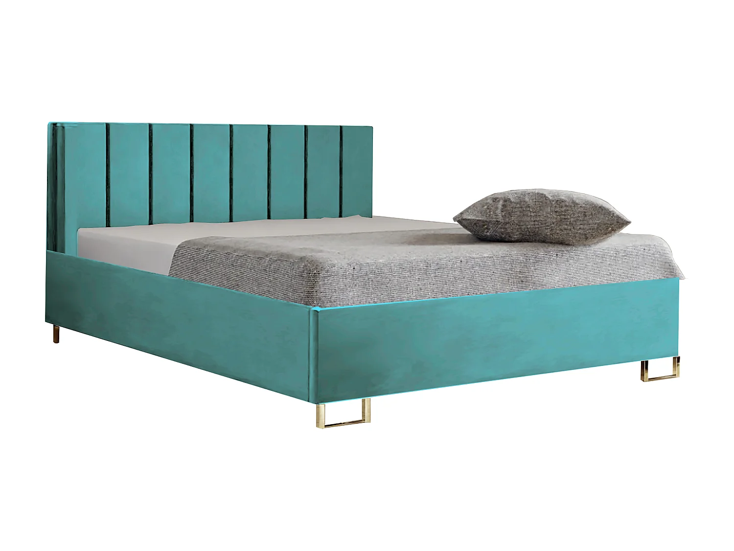 Letto imbottito MALIBU, testiera, rivestimento MONOLITH, box contenitore con pistone a gas, altezza letto 39 cm, 120x200 cm, Cenere