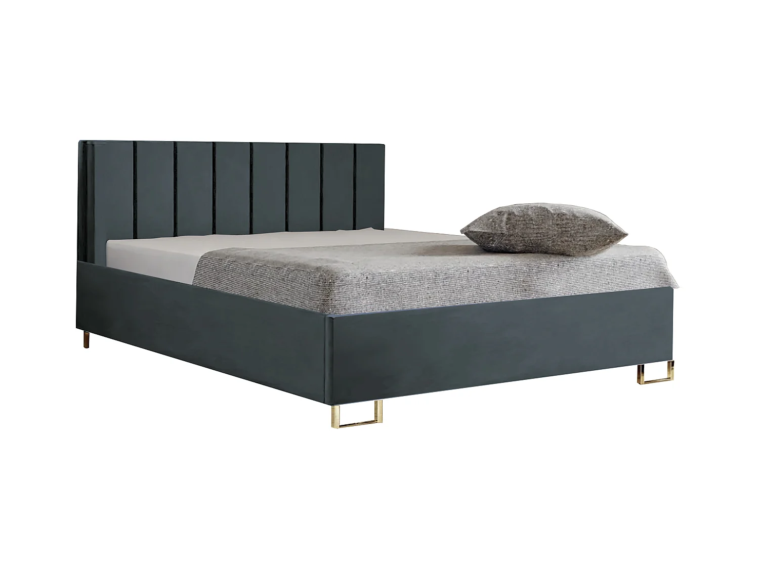 Polsterbed MALIBU, gestoffeerde rugleuning, MONOLITH-stof, opbergbox met gasdrukveer, comfortabele bedhoogte 39 cm, 200x200 cm, Blauw