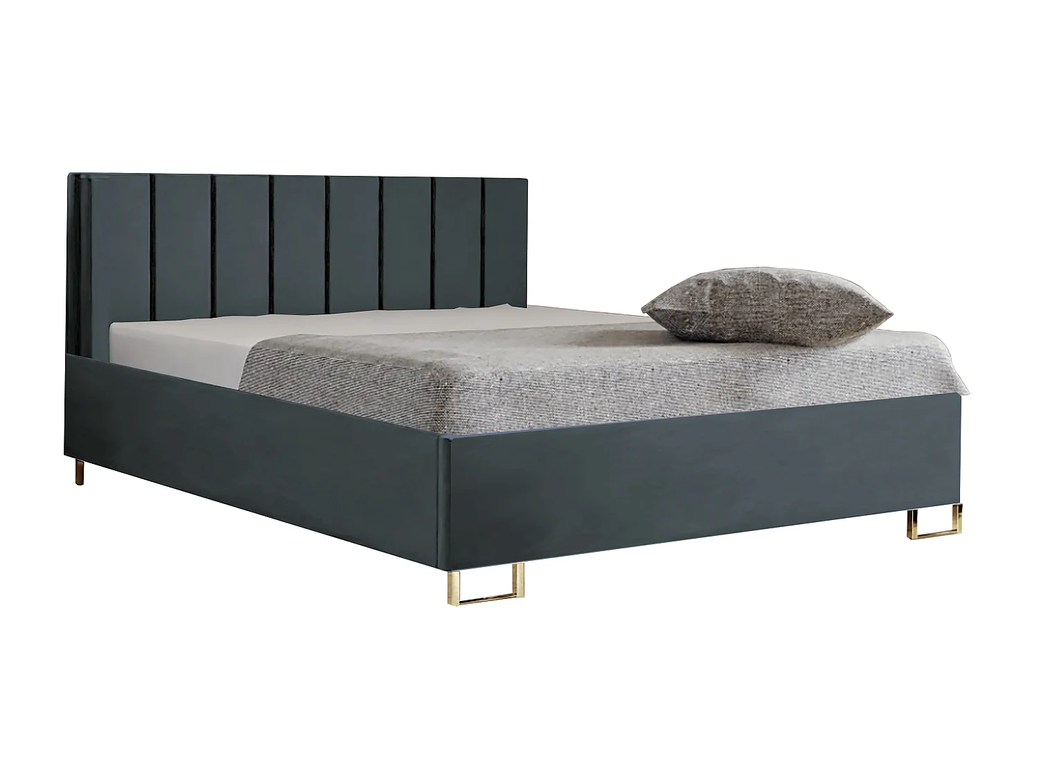Polsterbed MALIBU, gestoffeerde rugleuning, MONOLITH-stof, opbergbox met gasdrukveer, comfortabele bedhoogte 39 cm, 200x200 cm, Blauw