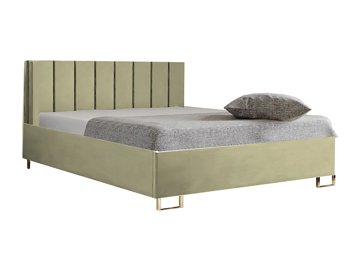 Letto imbottito MALIBU, testiera, rivestimento MONOLITH, box contenitore con pistone a gas, altezza letto 39 cm, 200x200 cm, Beige