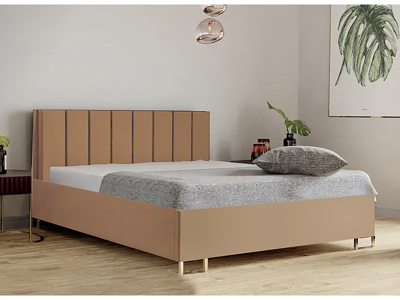 Polsterbed MALIBU, gestoffeerde rugleuning, MONOLITH-stof, opbergbox met gasdrukveer, comfortabele bedhoogte 39 cm, 140x200 cm, Rood