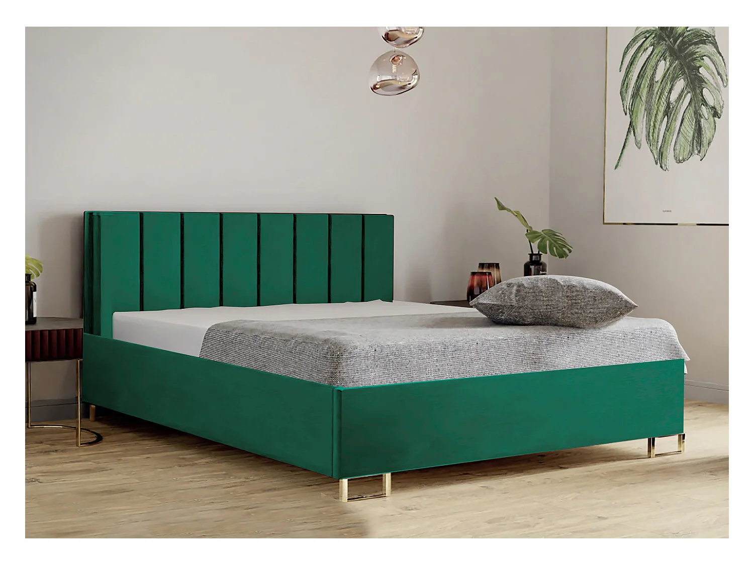 Polsterbed MALIBU, gestoffeerde rugleuning, MONOLITH-stof, opbergbox met gasdrukveer, comfortabele bedhoogte 39 cm, 120x200 cm, Oranje