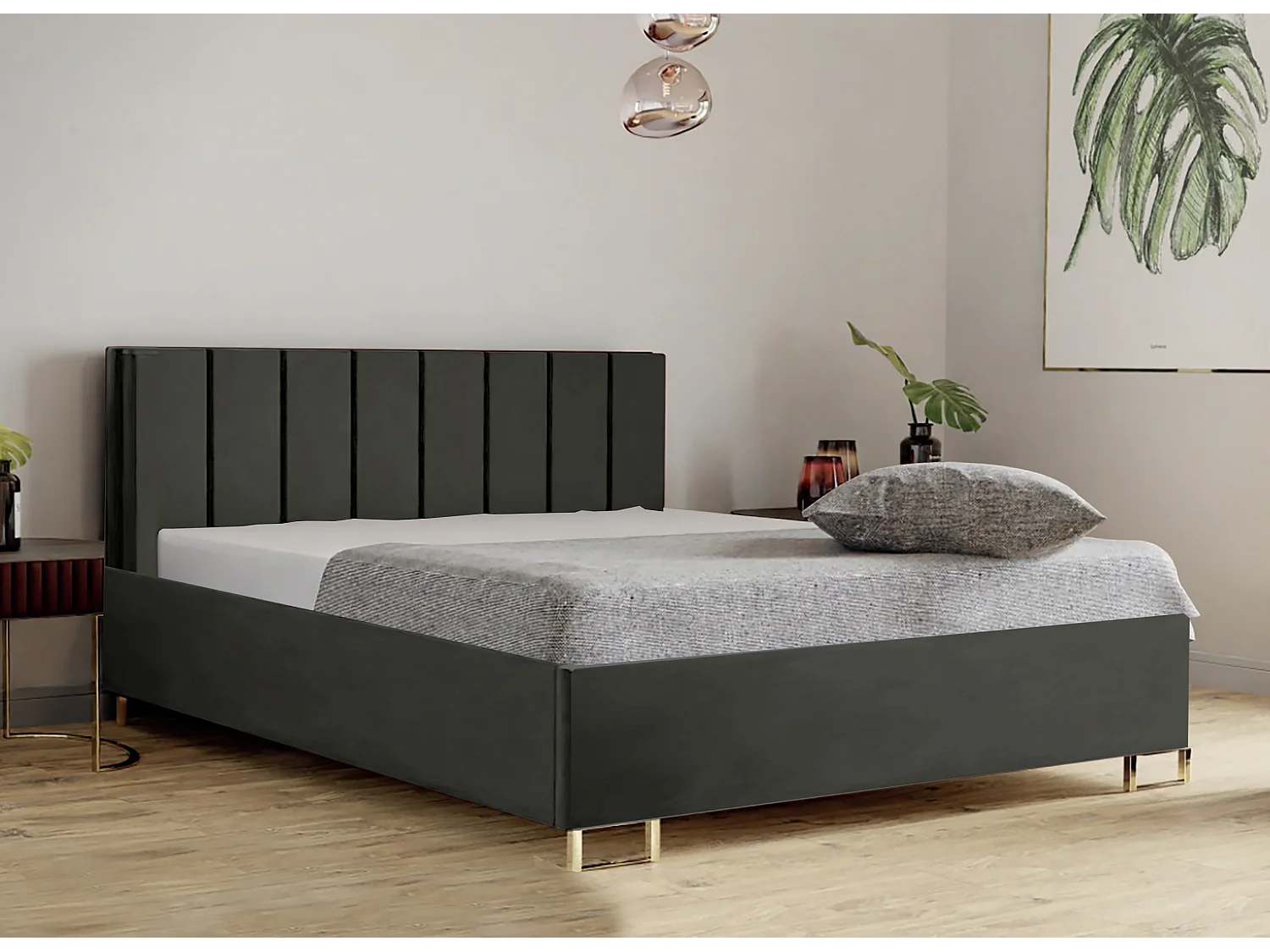 Polsterbed MALIBU, gestoffeerde rugleuning, MONOLITH-stof, opbergbox met gasdrukveer, comfortabele bedhoogte 39 cm, 180x200 cm, Maroon