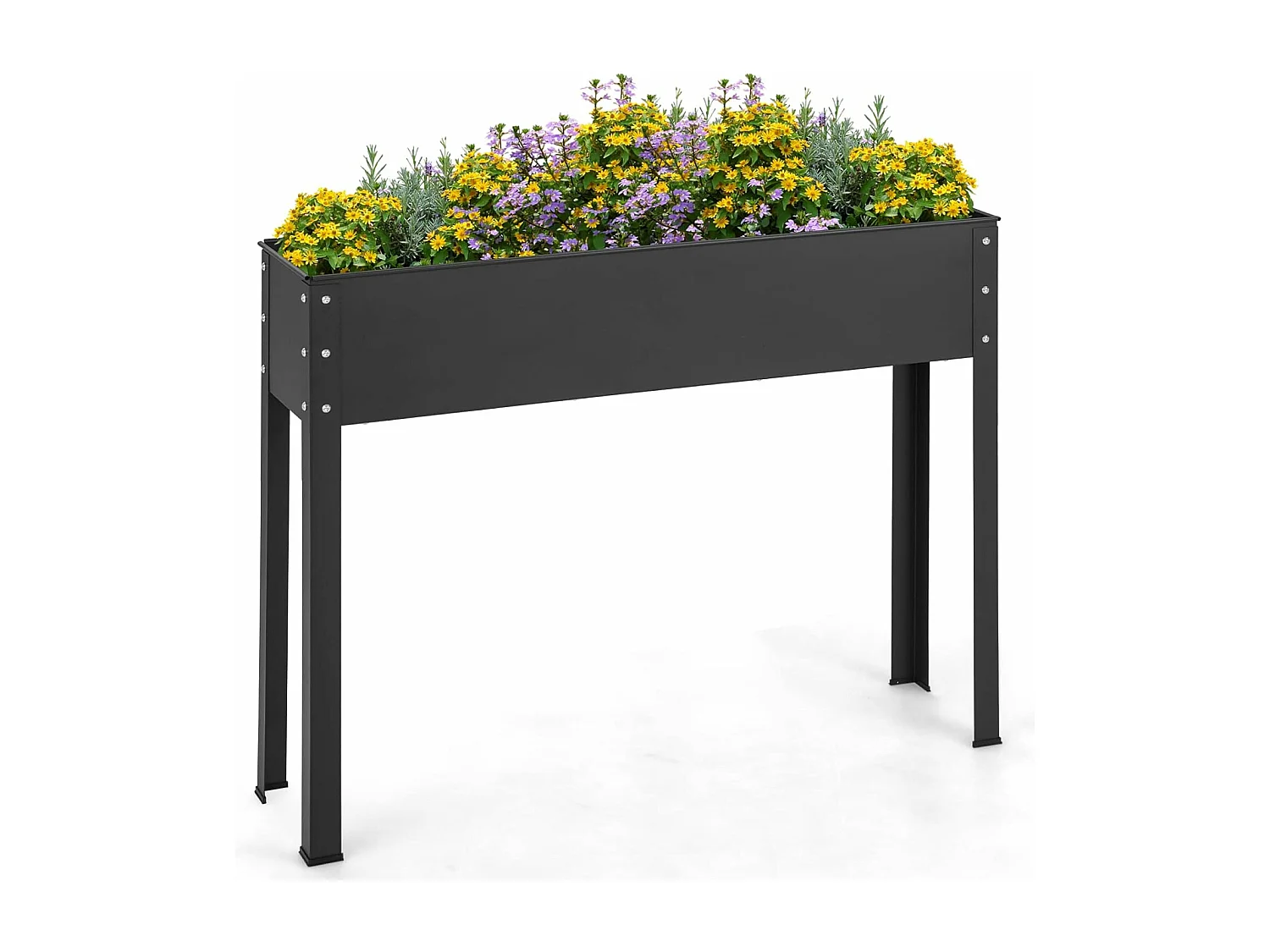 Jardinière Surélevé en Métal avec Trou de Drainage, Lit de Jardin avec Pieds, Grand Bac de Culture pour Plantes Fleurs Végétaux, 102 x 26,5 x 80 cm