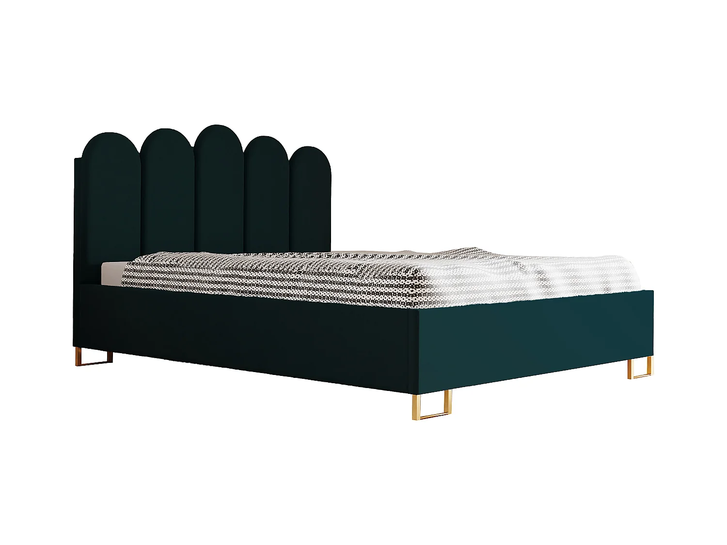 Polsterbed MALAGA, gestoffeerde rugleuning, KRONOS-stof, opbergbox met gasdrukveer, comfortabele bedhoogte 39 cm, 120x200 cm, Groen