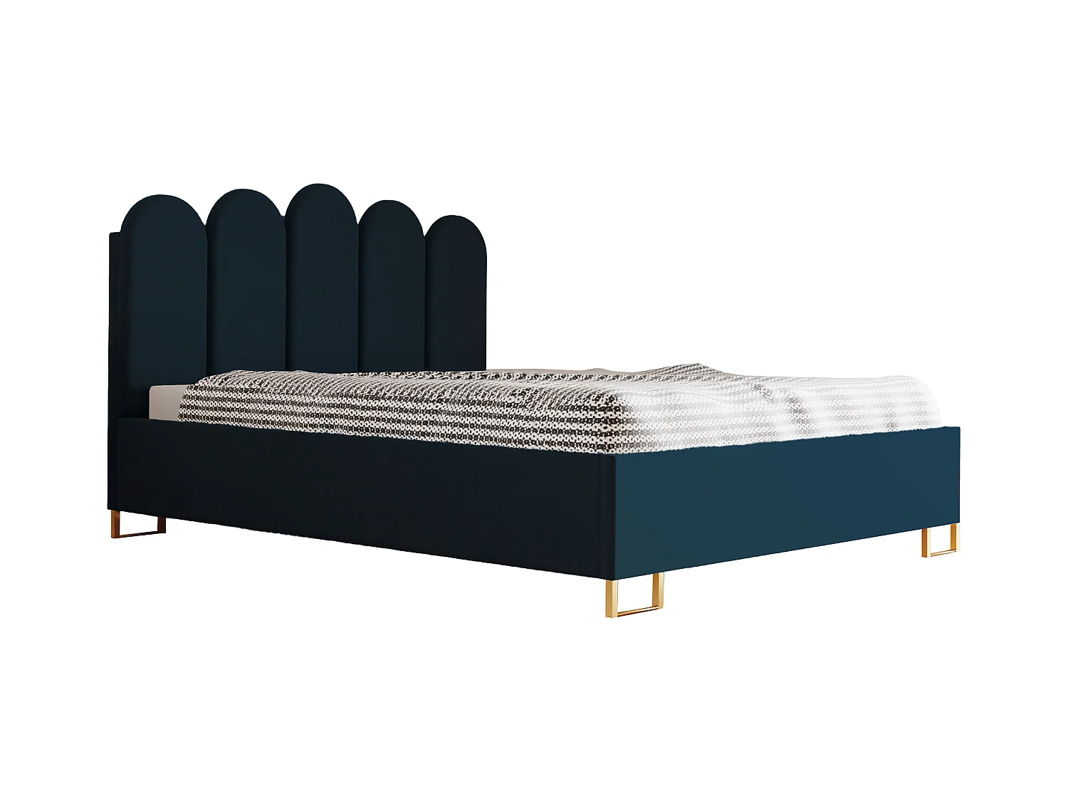 Cama tapizada MALAGA, cabecero acolchado, tapizado KRONOS, caja con resorte de gas, altura cómoda 39 cm, 180x200 cm, Azul oscuro