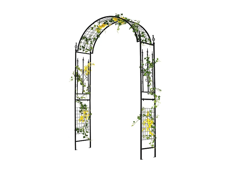 Arche de Jardin Extérieur en Métal pour Plantes Grimpantes, Treillis de Jardin avec Toit Élégant, Arche Décorative pour Mariage Fête et Cérémonie, 143 x 40 x 234 cm