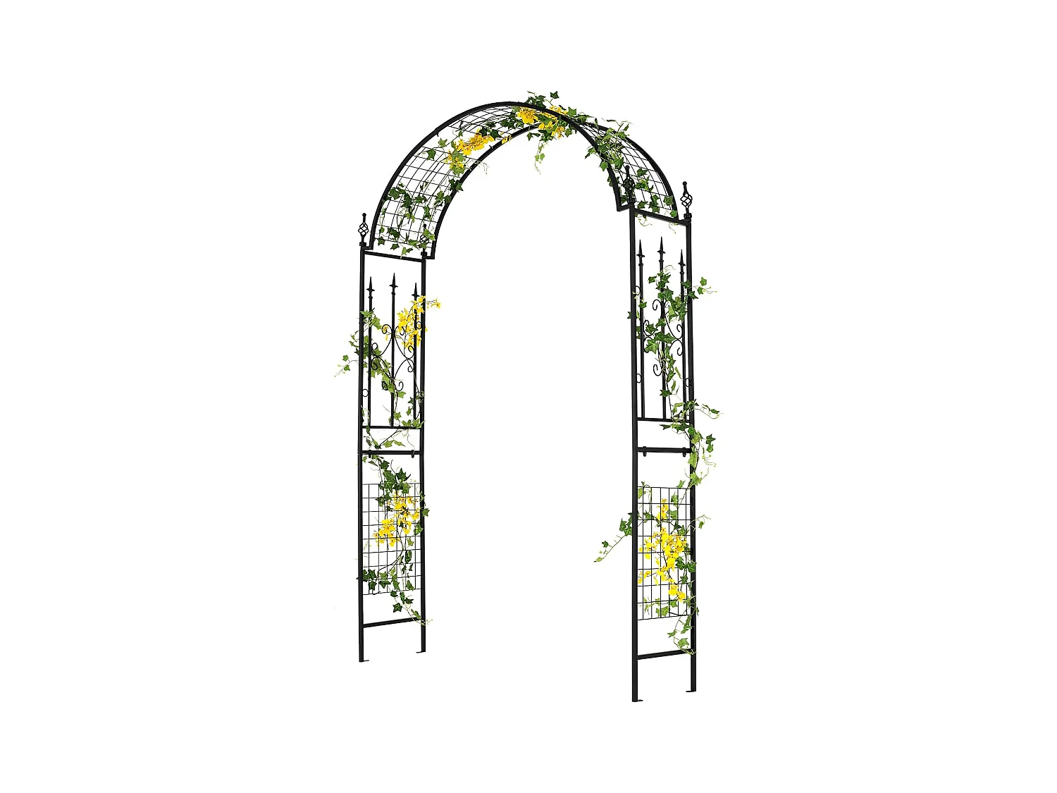 Arche de Jardin Extérieur en Métal pour Plantes Grimpantes, Treillis de Jardin avec Toit Élégant, Arche Décorative pour Mariage Fête et Cérémonie, 143 x 40 x 234 cm