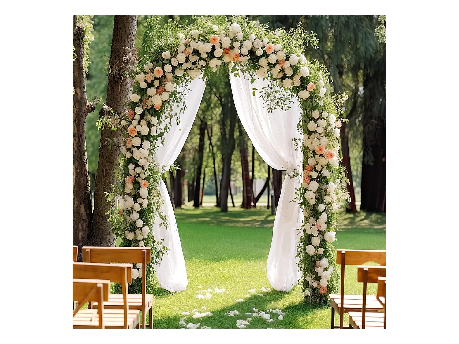 Arche de Jardin Extérieur en Métal pour Plantes Grimpantes, Treillis de Jardin avec Toit Élégant, Arche Décorative pour Mariage Fête et Cérémonie, 143 x 40 x 234 cm