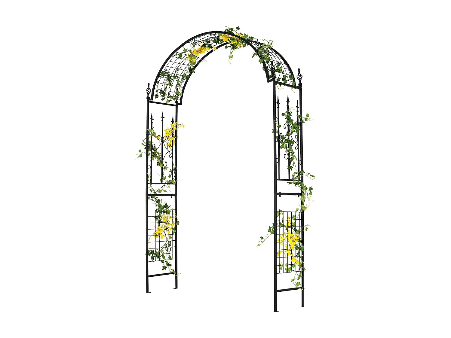 Arche de Jardin Extérieur en Métal pour Plantes Grimpantes, Treillis de Jardin avec Toit Élégant, Arche Décorative pour Mariage Fête et Cérémonie, 143 x 40 x 234 cm
