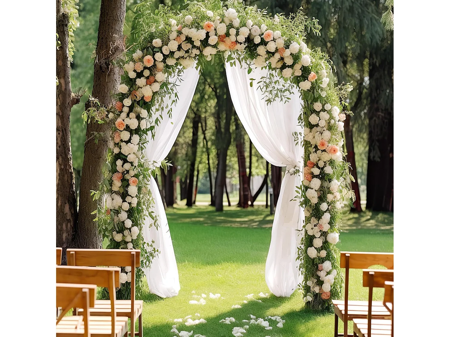 Arche de Jardin Extérieur en Métal pour Plantes Grimpantes, Treillis de Jardin avec Toit Élégant, Arche Décorative pour Mariage Fête et Cérémonie, 143 x 40 x 234 cm