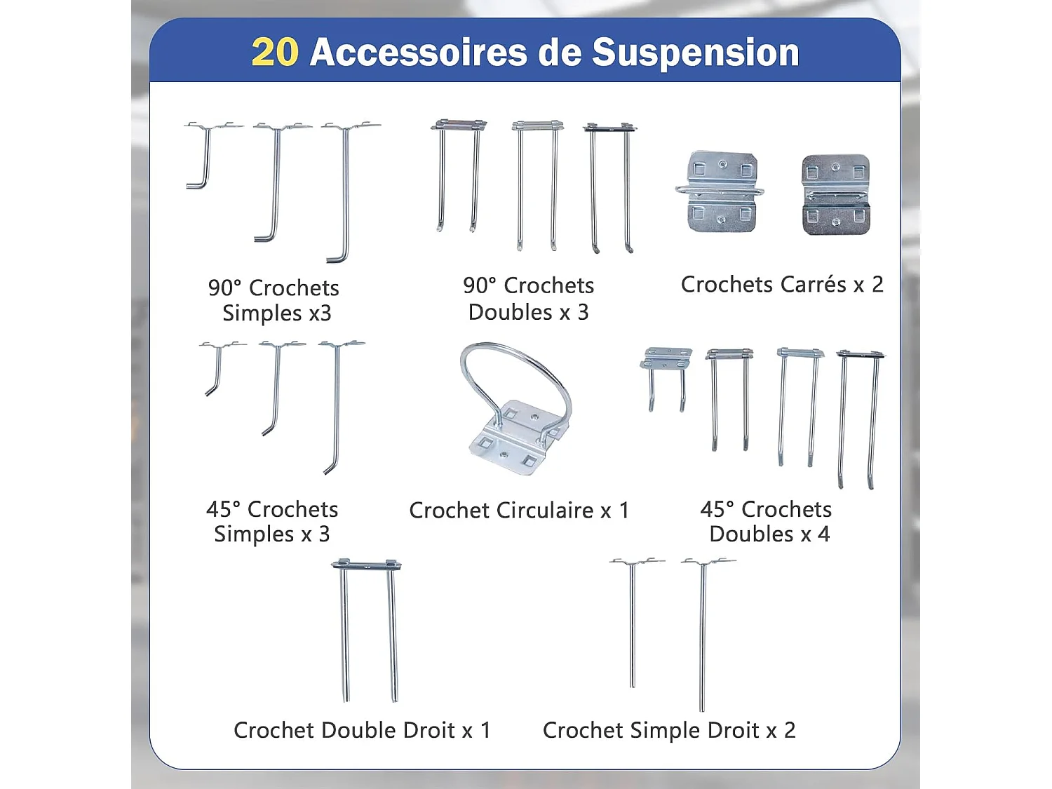 Établi Atelier Garage avec Étagères et Tiroirs 2 Panneaux Perforés, Table de Travail Cadre en Métal avec 20 Crochets de Suspension, 81 x 41 x 156 cm (Noir+Bleu)