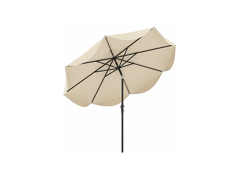 270 cm patioparasol met slinger, drukknop, kantelfunctie, dubbele bovenkant, UV-beschermend doek, 8 baleinen (stijl 2, beige)