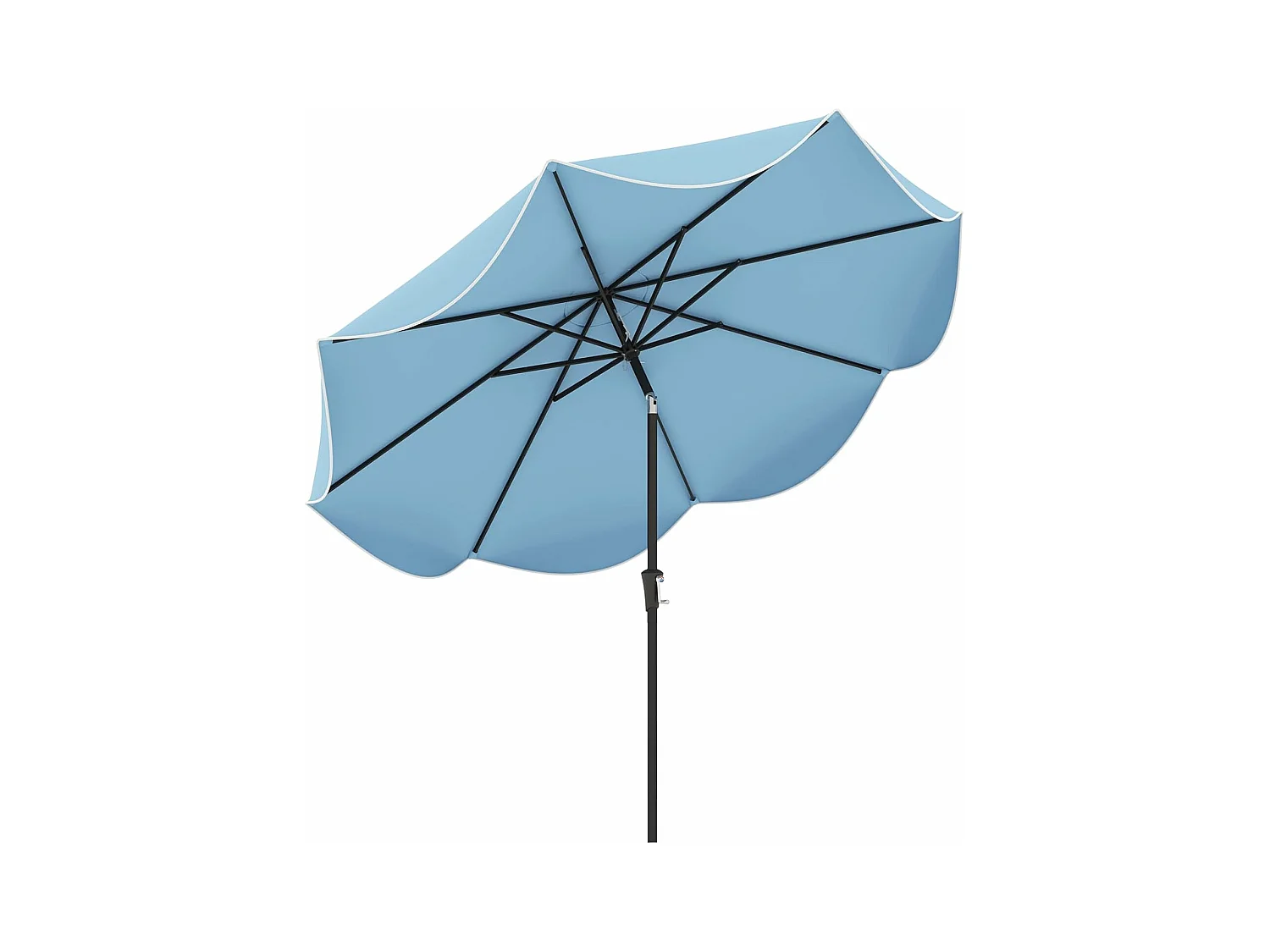 Parasol de Patio 270 cm avec Manivelle, Inclinaison par Bouton-Poussoir, Parasol de Marché à Double Toit avec Canopée Protectrice UV, 8 Côtes (Style 2,Marine)