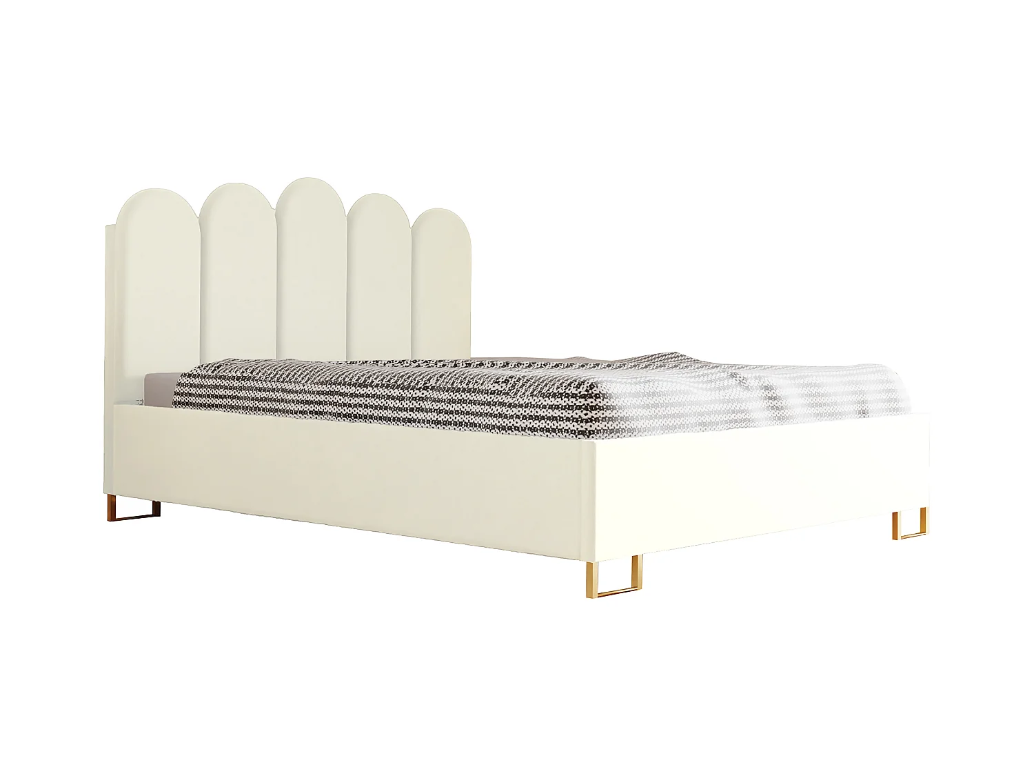 Polsterbed MALAGA, gestoffeerde rugleuning, VELUTTO-stof, opbergbox met gasdrukveer, comfortabele bedhoogte 39 cm, 180x200 cm, Wit