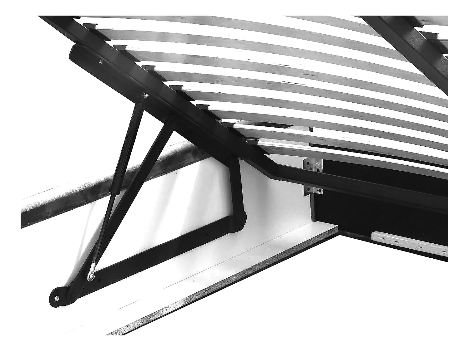 MALAGA gestoffeerd bed, MONOLITH-stof, opbergruimte met gasveer, hoofdbord, 140×200 cm, Lichtbruin