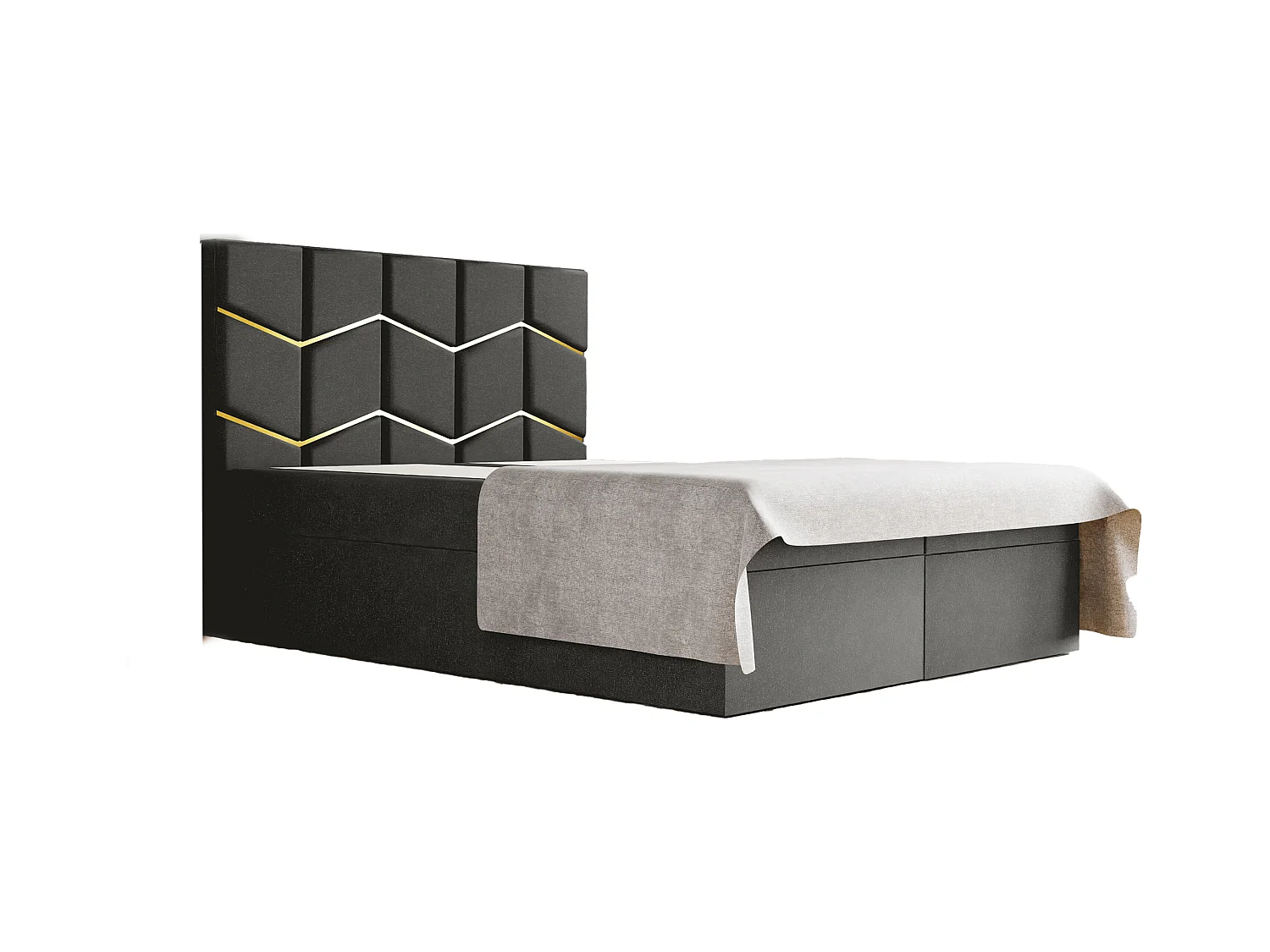 FOREST gestoffeerd bed 180x200x133 cm met opbergruimte, Monolit-bekleding, slaaphoogte 50 cm, elegant hoofdbord, gasveren, topper