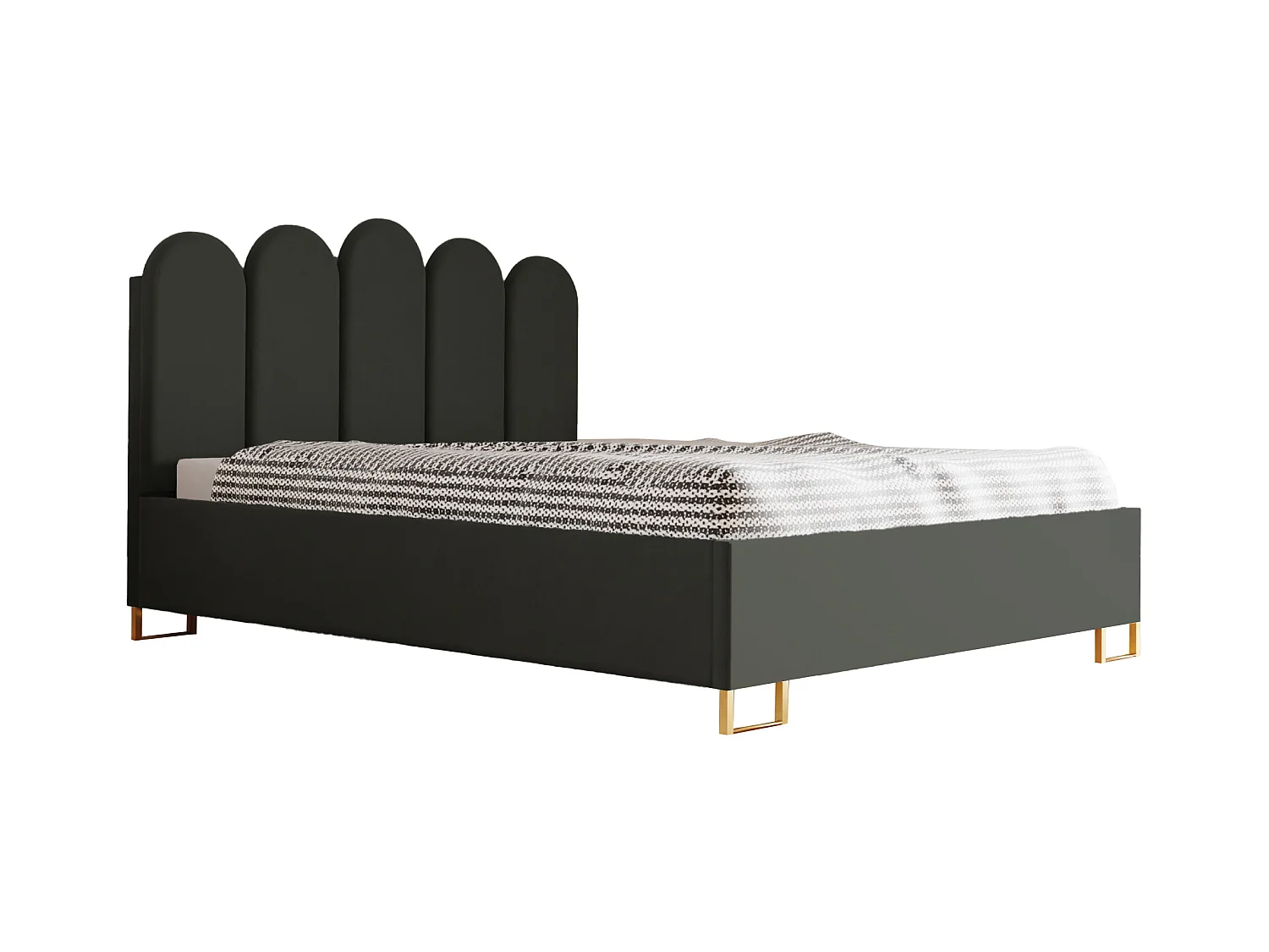 MALAGA gestoffeerd bed, MONOLITH-stof, opbergruimte met gasveer, hoofdbord, 160×200 cm, Donkergroen