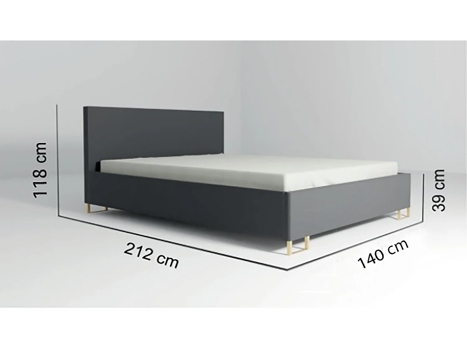 Lit MALIBU, tête de lit rembourrée, revêtement VELUTTO haut de gamme, coffre avec vérins à gaz, hauteur confort 39 cm, 140x200 cm, Marron clair