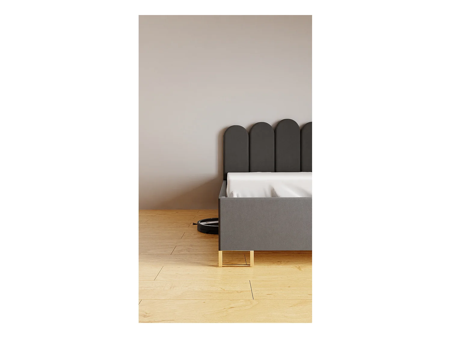 Lit MALIBU, tête de lit rembourrée, revêtement VELUTTO haut de gamme, coffre avec vérins à gaz, hauteur confort 39 cm, 200x200 cm, Marron clair