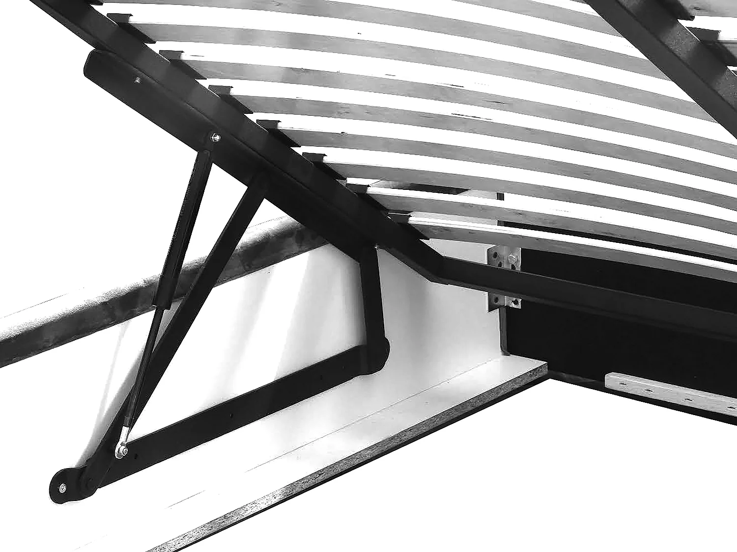 Lit MALIBU, tête de lit rembourrée, revêtement VELUTTO haut de gamme, coffre avec vérins à gaz, hauteur confort 39 cm, 180x200 cm, Noir