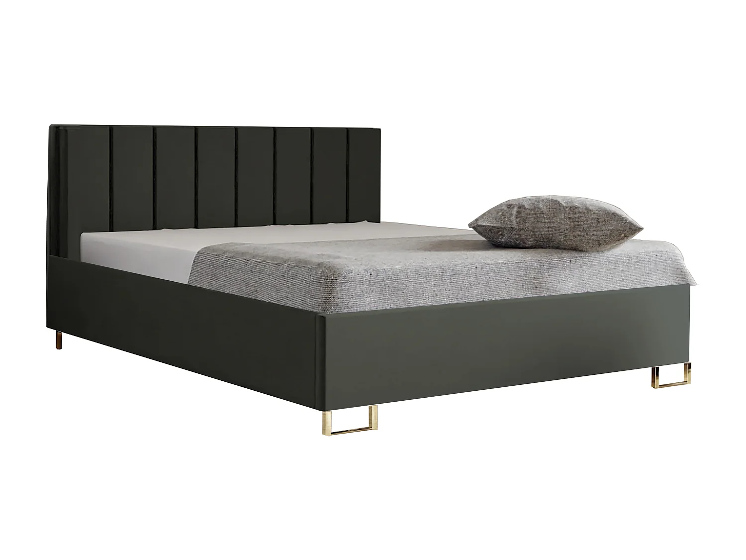 Lit MALIBU, tête de lit rembourrée, revêtement VELUTTO haut de gamme, coffre avec vérins à gaz, hauteur confort 39 cm, 160x200 cm, Vert océan