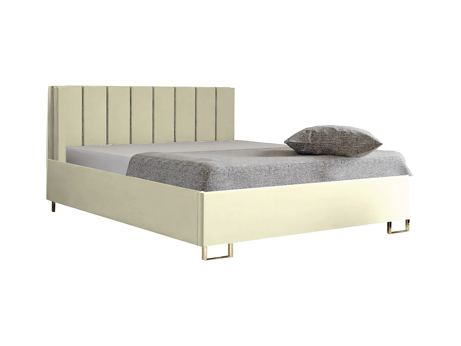 Letto imbottito MALIBU, testiera, rivestimento VELUTTO, box contenitore con pistone a gas, altezza letto 39 cm, 200x200 cm, Beige
