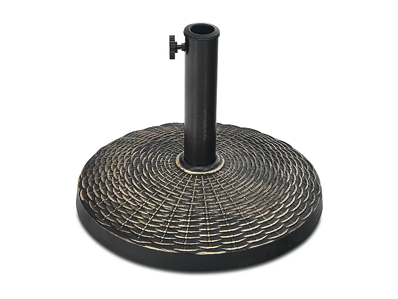 Parasolstandaard van 12 kg, parasolvoet van hars, parasolhouder met rotanpatroon, waterdicht en zonwerend, verstelbare knop, geschikt voor 38/48 mm