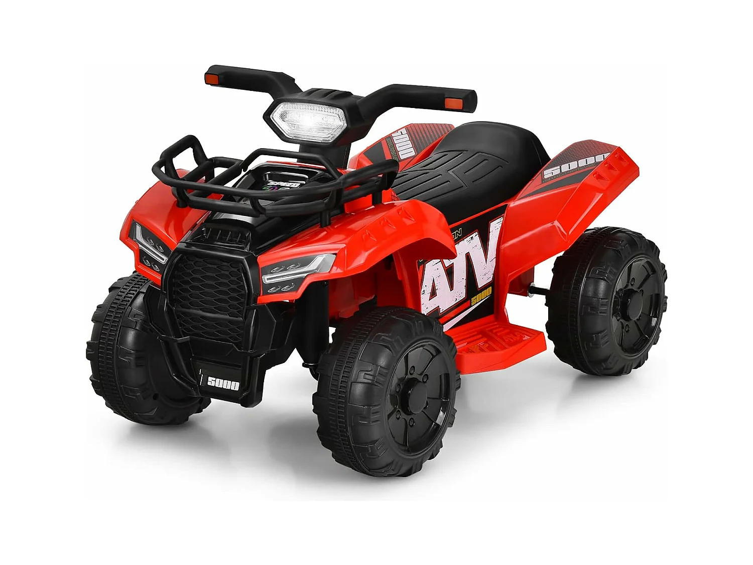 Quad Électrique Enfants avec 4 Roues Antidérapantes, Voiture Électrique Enfants avec Musique, Lumière LED, Guidon Lisse, Boîte de Rangement, Charge 20 KG (Rouge)