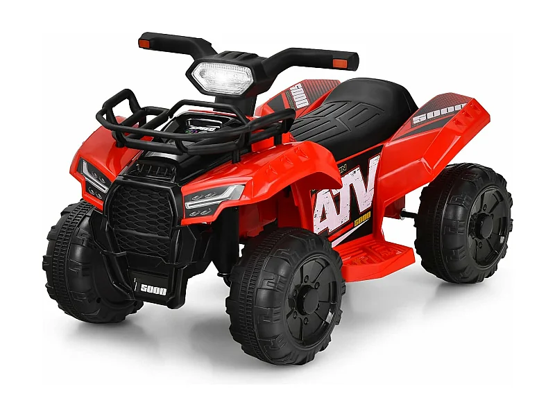 Elektrische kinderquad met opbergruimte, 6 V, mini-elektrische quad met muziek, claxon en led-koplamp, kinderquad 2 km/u, voor peuters vanaf 18 maanden, rood