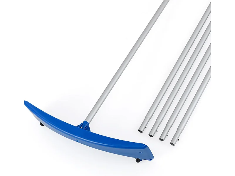 Sneeuwschuiver met wieltjes, sneeuwschuiver met sneeuwschild van kunststof, sneeuwschep met antislip handgreep, instelbereik 122-574 cm