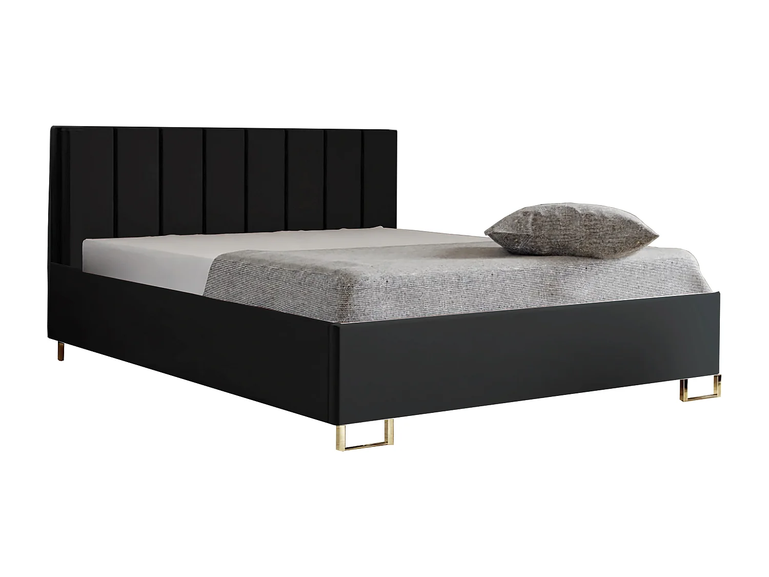 Polsterbed MALIBU, gestoffeerde rugleuning, MONOLITH-stof, opbergbox met gasdrukveer, comfortabele bedhoogte 39 cm, 120x200 cm, Grafiet