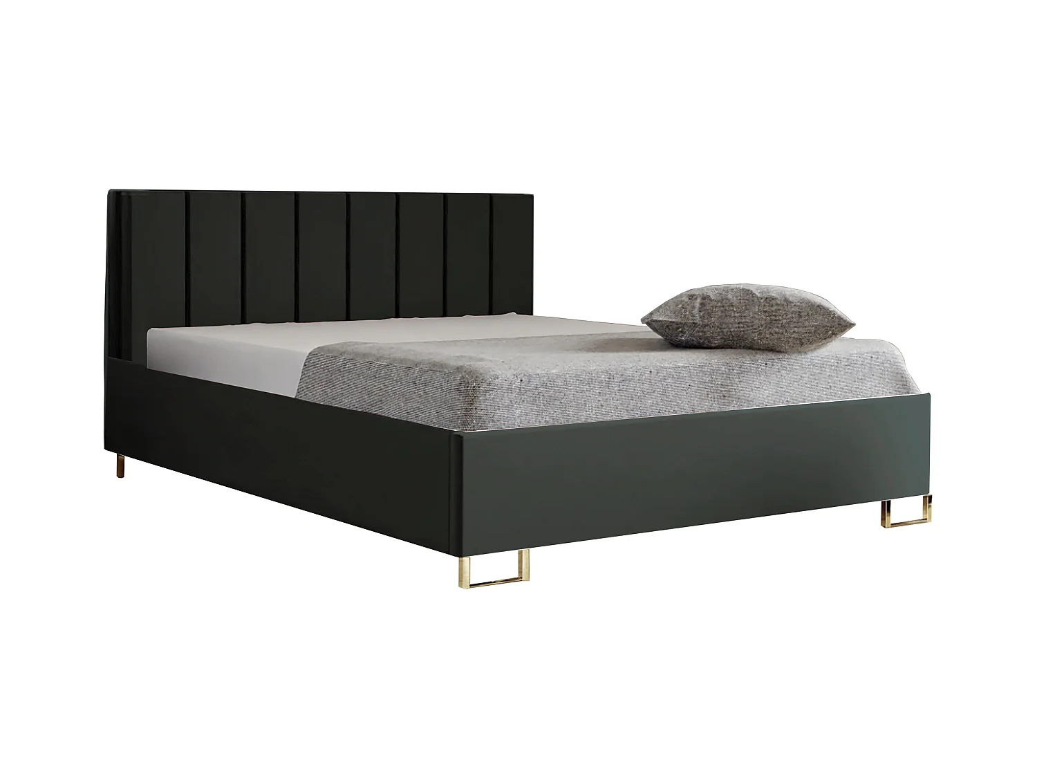 Polsterbed MALIBU, gestoffeerde rugleuning, MONOLITH-stof, opbergbox met gasdrukveer, comfortabele bedhoogte 39 cm, 180x200 cm, Donkergroen