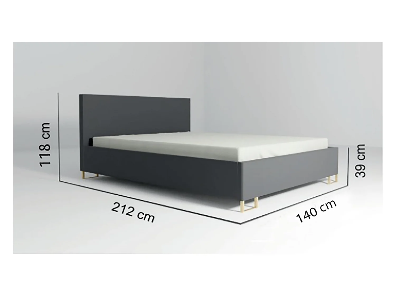 Polsterbed MALIBU, gestoffeerde rugleuning, MONOLITH-stof, opbergbox met gasdrukveer, comfortabele bedhoogte 39 cm, 140x200 cm, Abrikoos