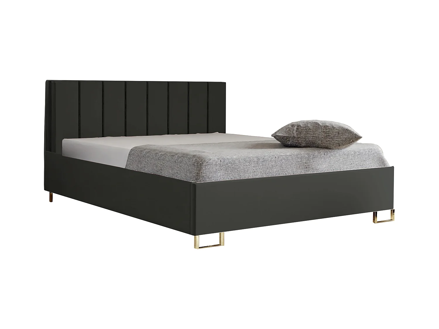 Polsterbed MALIBU, gestoffeerde rugleuning, MONOLITH-stof, opbergbox met gasdrukveer, comfortabele bedhoogte 39 cm, 180x200 cm, Antraciet