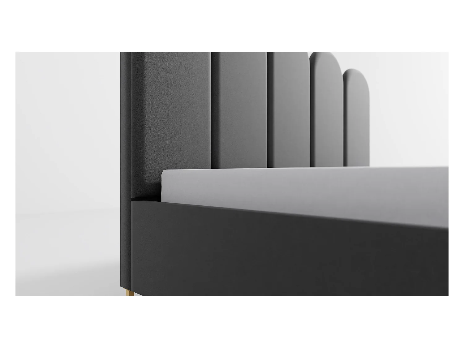 Polsterbed MALIBU, gestoffeerde rugleuning, MONOLITH-stof, opbergbox met gasdrukveer, comfortabele bedhoogte 39 cm, 180x200 cm, Antraciet