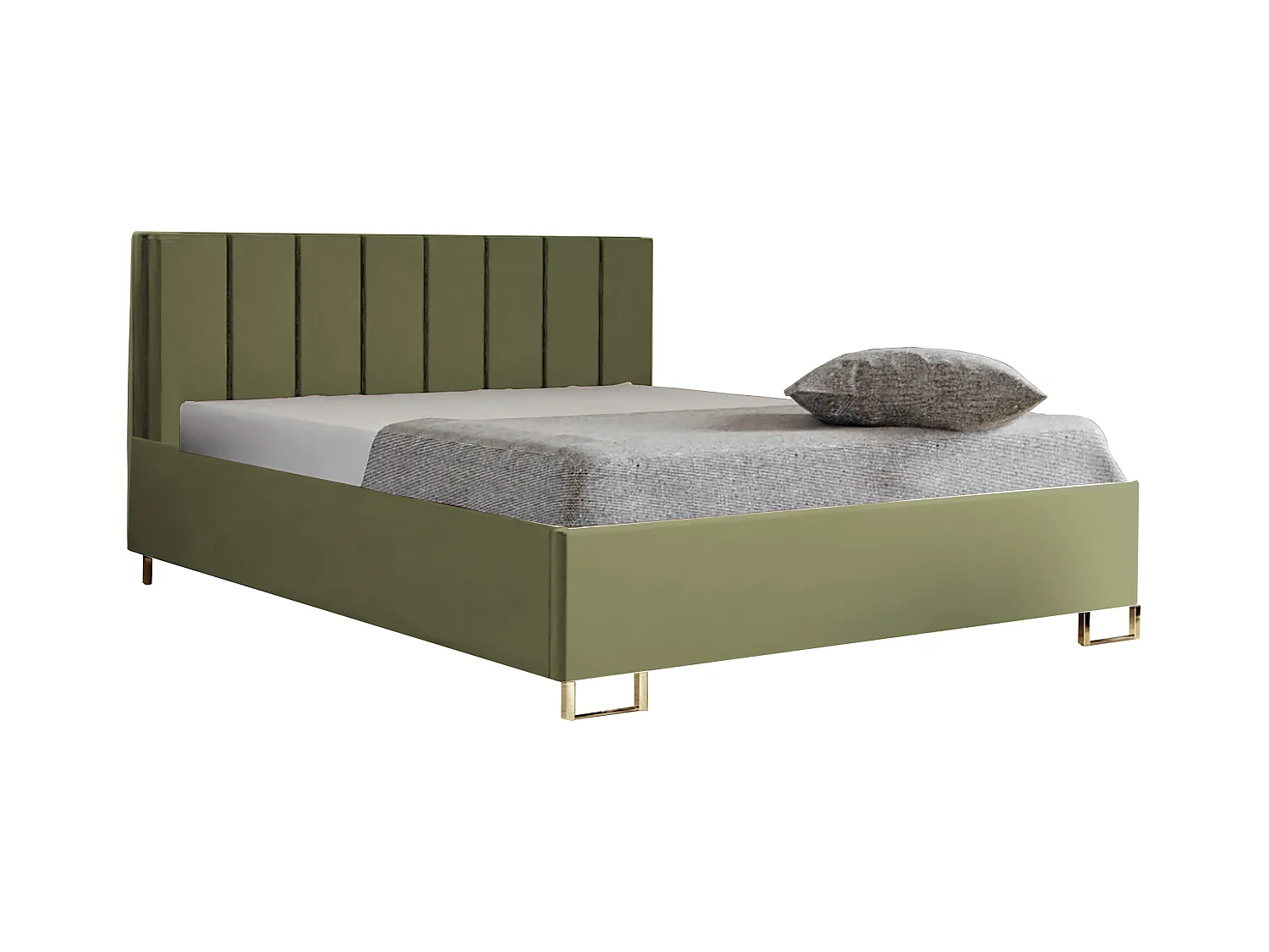 Polsterbed MALIBU, gestoffeerde rugleuning, MONOLITH-stof, opbergbox met gasdrukveer, comfortabele bedhoogte 39 cm, 120x200 cm, Lichtgroen