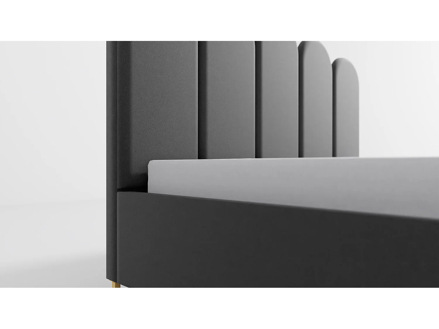 Cama estofada MALIBU, cabeceira acolchoada, tecido MONOLITH premium, baú com pistão a gás, altura confortável 39 cm, 180x200 cm, Antracite