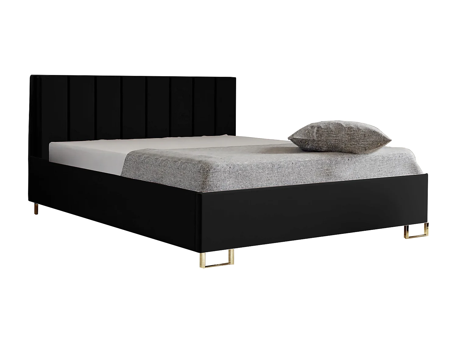 Polsterbed MALIBU, gestoffeerde rugleuning, MONOLITH-stof, opbergbox met gasdrukveer, comfortabele bedhoogte 39 cm, 120x200 cm, Zwart