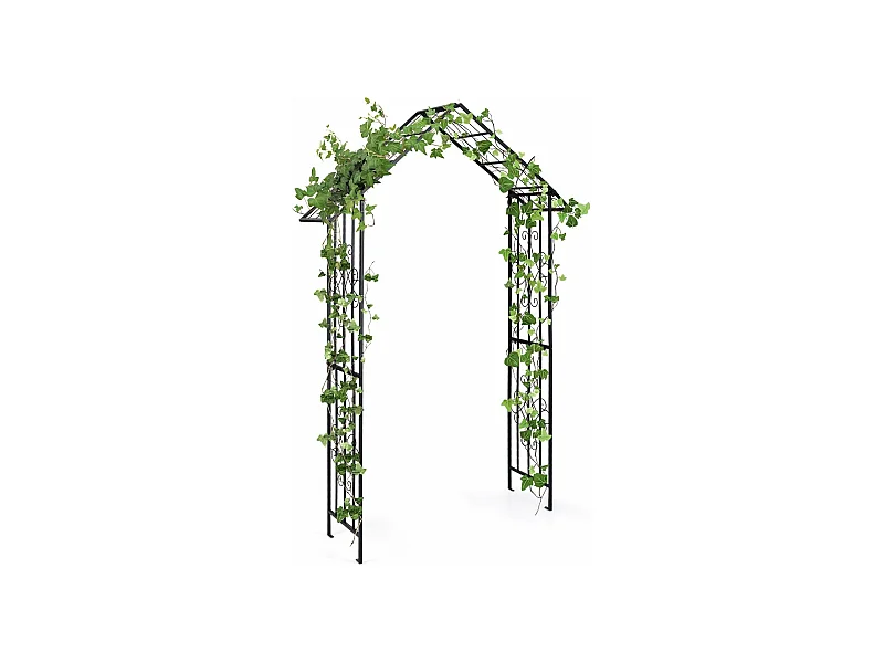 Arche de Jardin Moderne en Métal pour Plantes Grimpantes, Treillis de Jardin Extérieur avec Toit Élégant, Arche Décorative pour Mariage, Fête, 140 x 40 x 223 cm