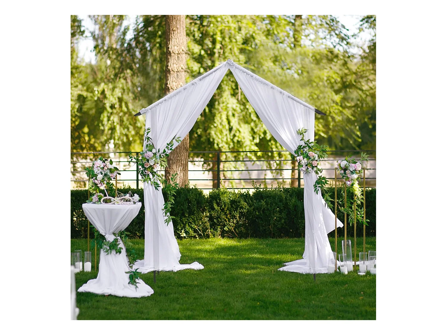 Arche de Jardin Moderne en Métal pour Plantes Grimpantes, Treillis de Jardin Extérieur avec Toit Élégant, Arche Décorative pour Mariage, Fête, 140 x 40 x 223 cm
