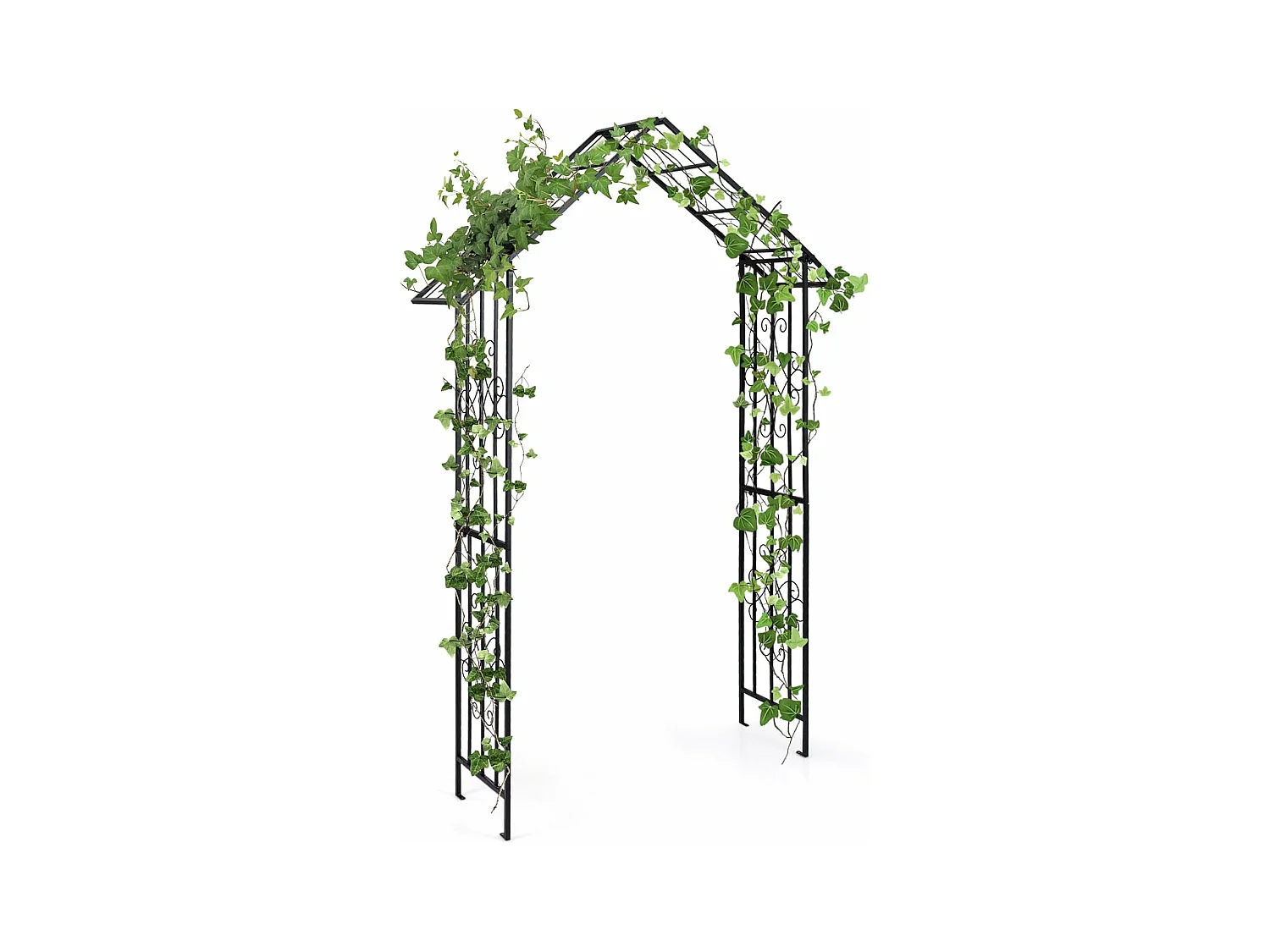 Moderne metalen tuinboog voor klimplanten, tuinrek met elegant dak, decoratieve boog voor bruiloften en feesten, 140 x 40 x 223 cm