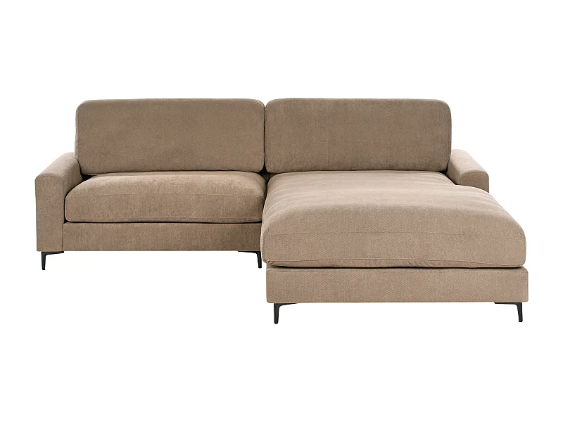 Sofa Stoff braun linksseitig für 3 Personen L-Form modern Maloy