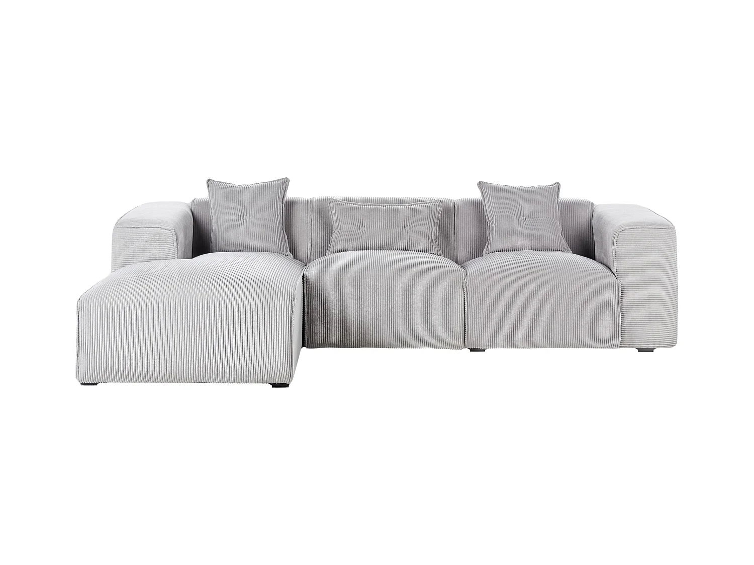 Ecksofa DOLVA Cord Hellgrau 3-Sitzer rechtsseitig