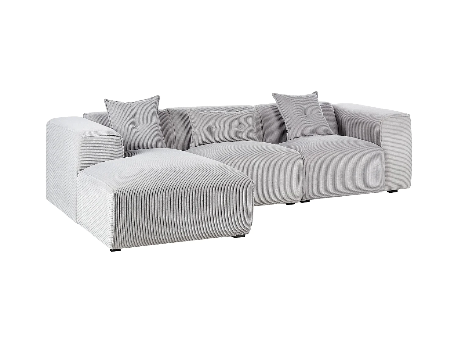 Ecksofa DOLVA Cord Hellgrau 3-Sitzer rechtsseitig