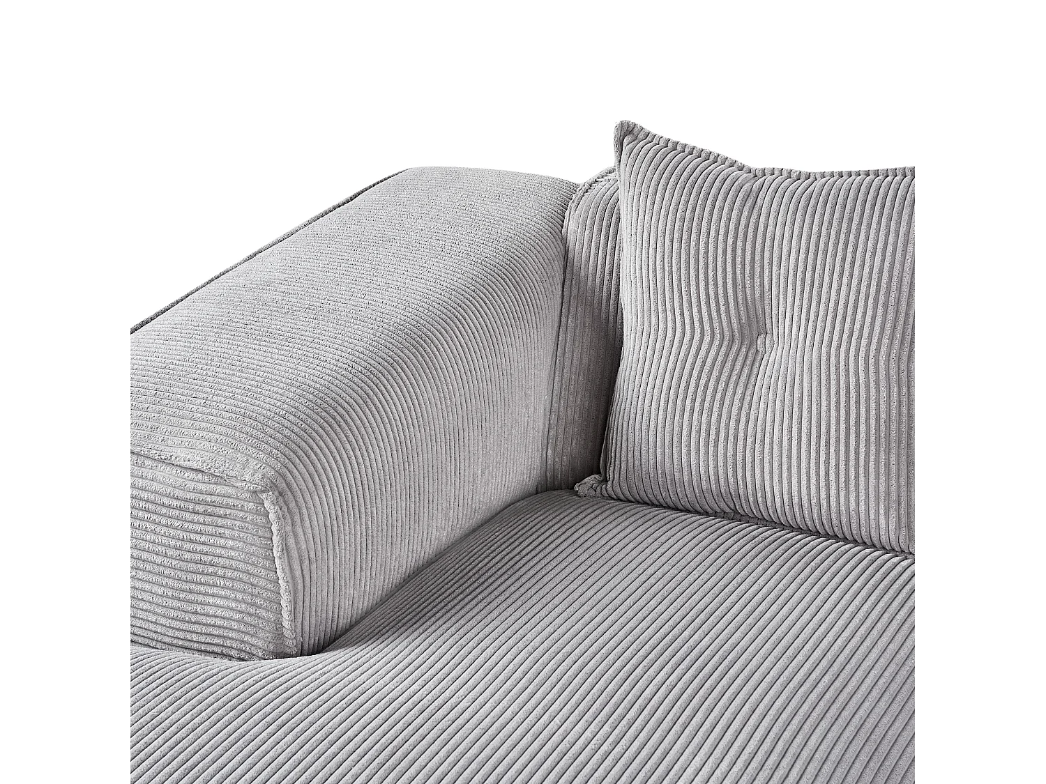 Divano angolare DOLVA Velluto a coste Grigio chiaro 3 posti Lato destro